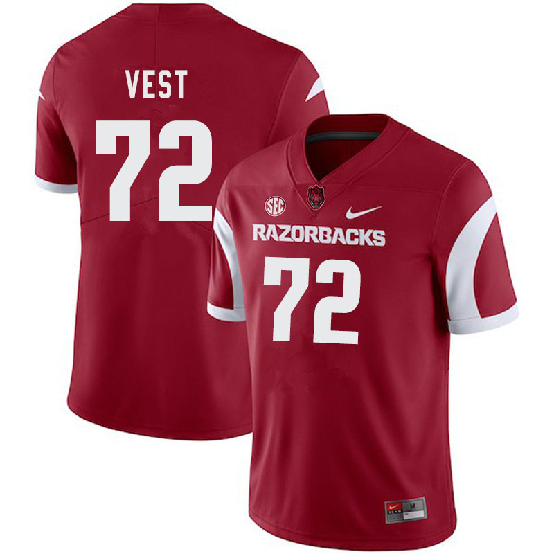 Men #72 Drew Vest Arkansas Razorbacks College Football Jerseys-Cardinal